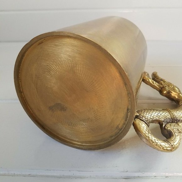 Vintage Brass Beer Tankard Stein Mug with Dragon Serpent Handle - Picture 5 of 9